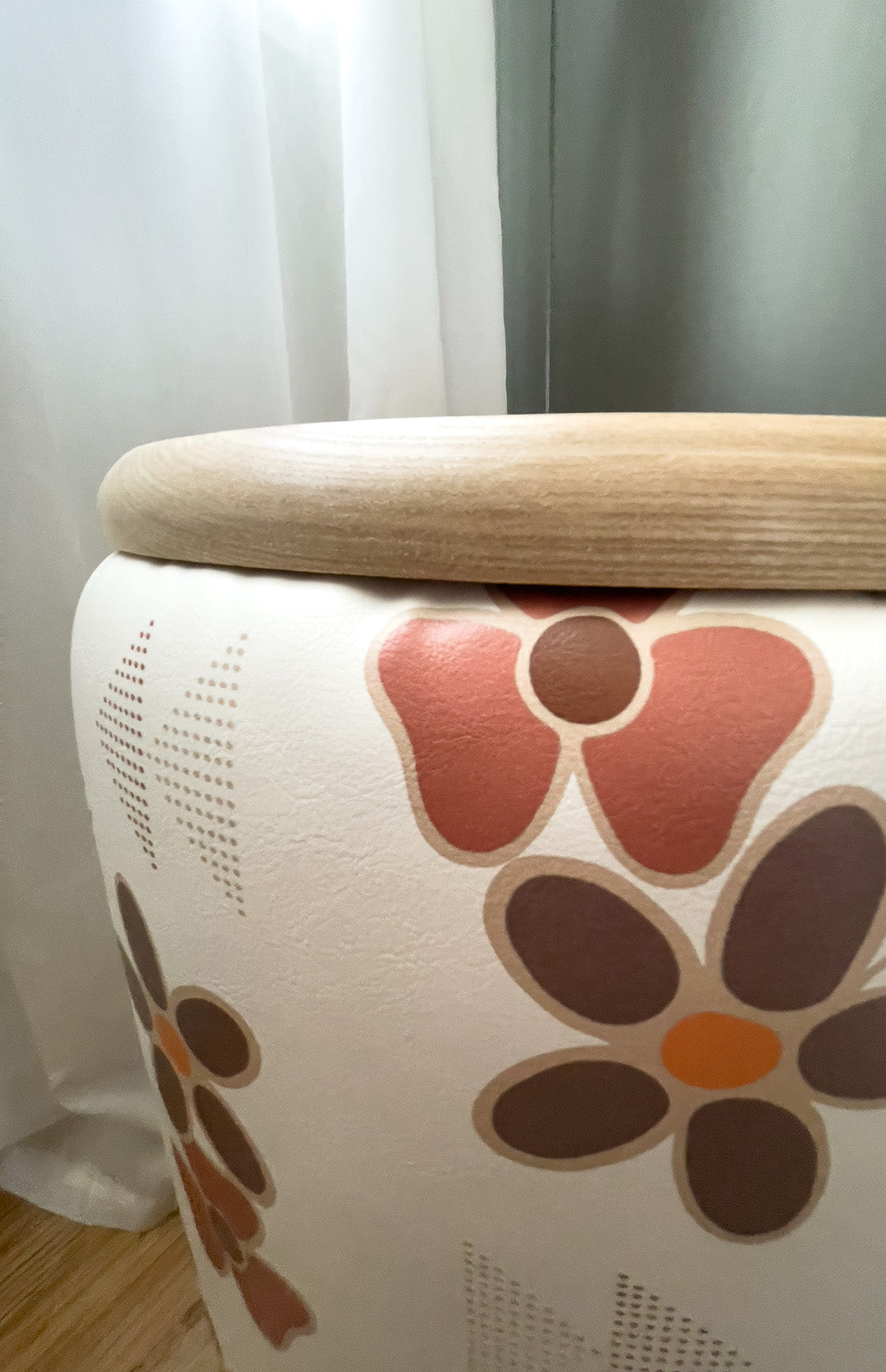 Cream Floral Drum Stools